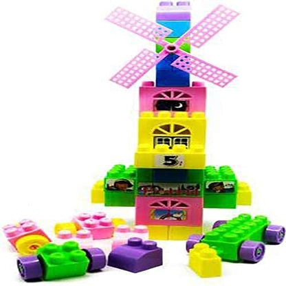 Building Blocks Educational 58 Pieces with Numbers, Stickers, and Carry Bag Multicolor Toy