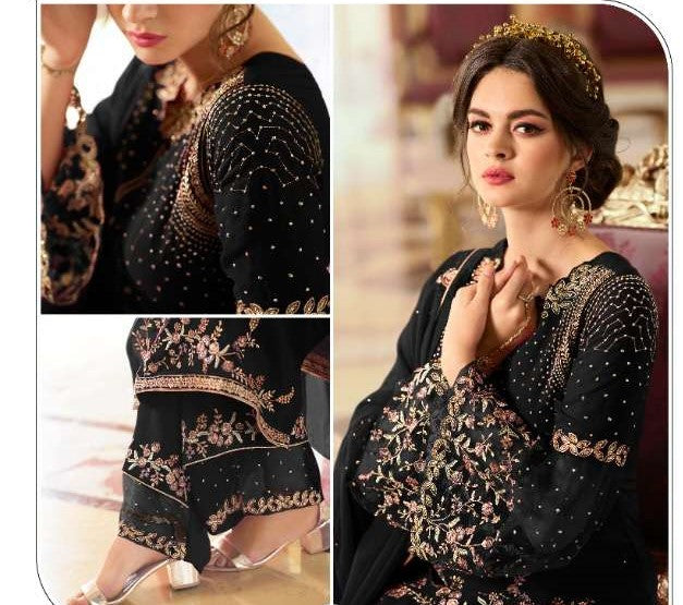 Black Color Georgette Fabric Function Wear Awesome Salwar Suit