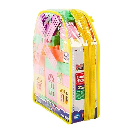 Building Blocks Educational 58 Pieces with Numbers, Stickers, and Carry Bag Multicolor Toy