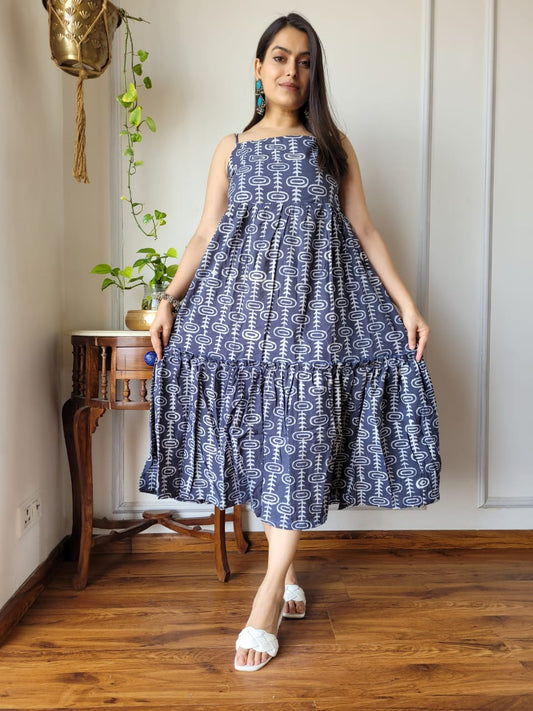 Pure Cotton Hand Block Printed Sleeveless Dress