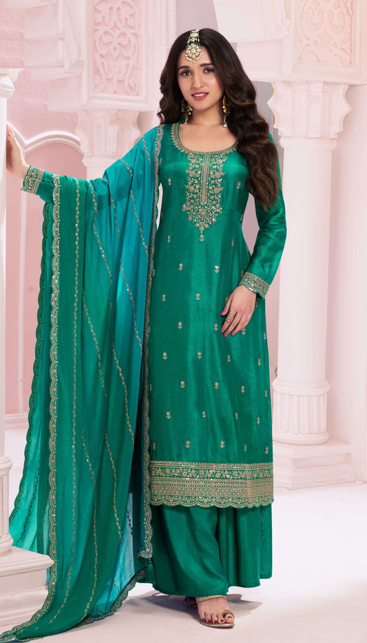 Palazzo Suit In Silk Georgette Fabric