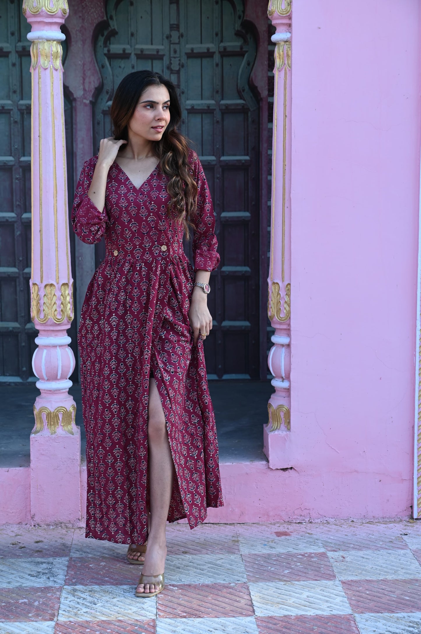 Mul Cotton Hand Block Printed Dress