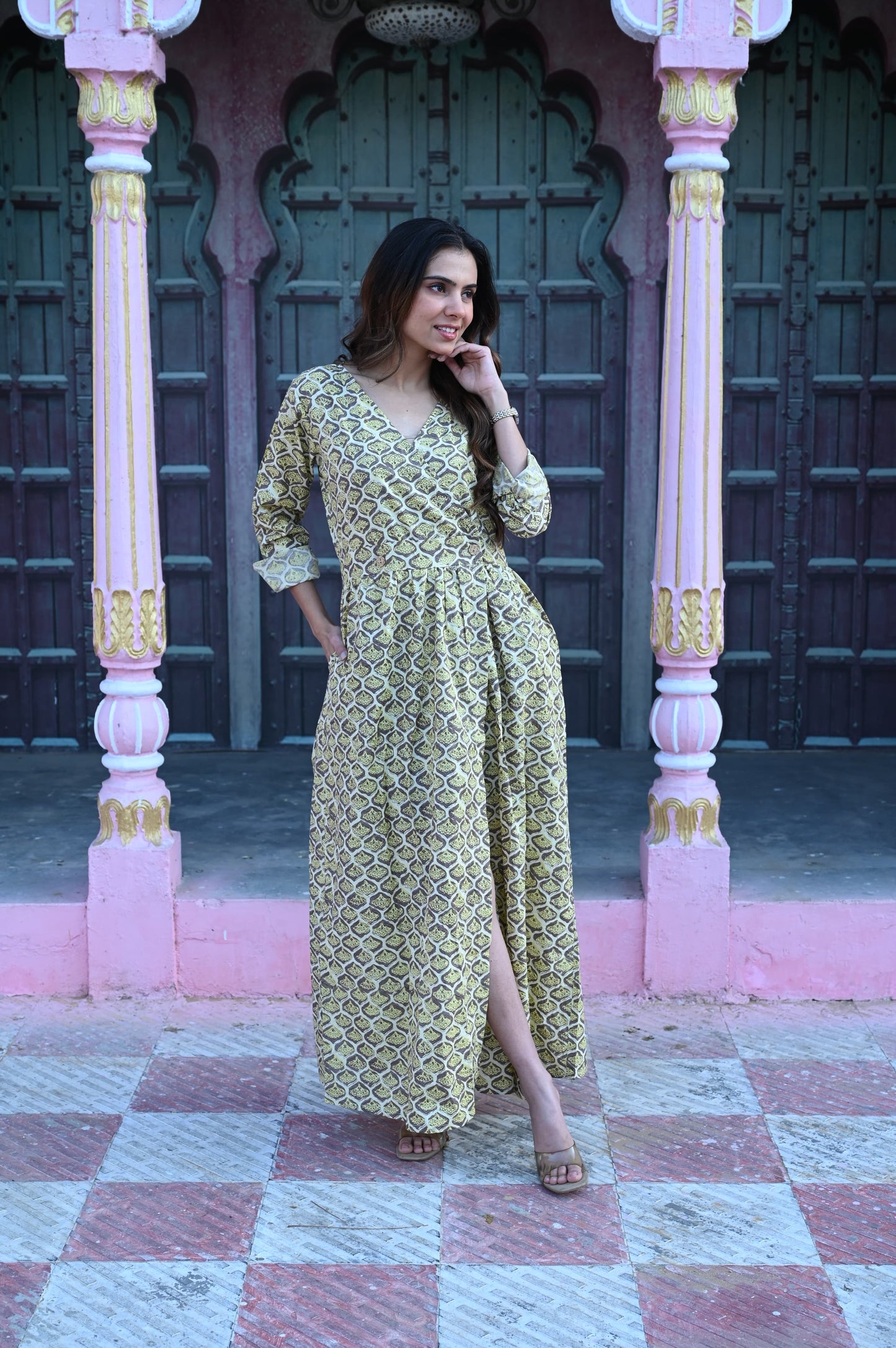 Mul Cotton Hand Block Printed Dress