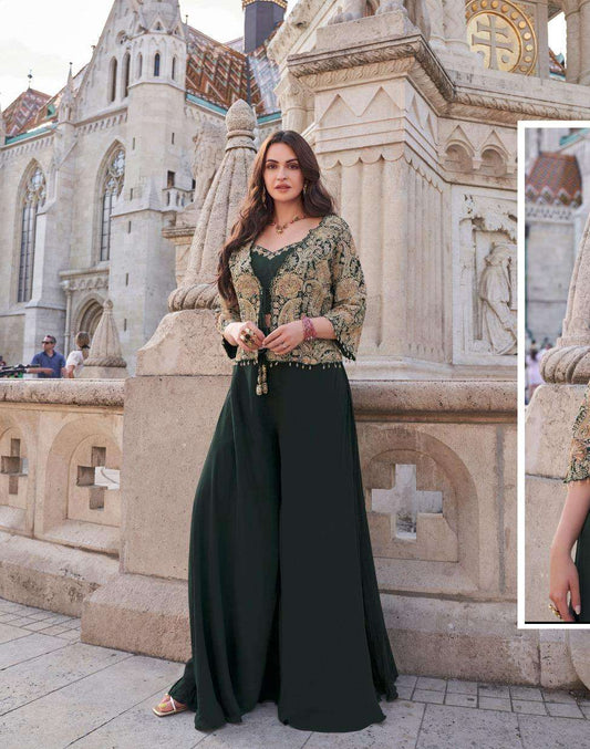 Silk Fabric Glamorous Readymade Palazzo Suit