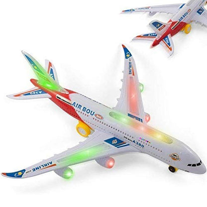 Battery Operated Aeroplane Aerobus 747 Toy with Flashing Lights and Sounds for Kids