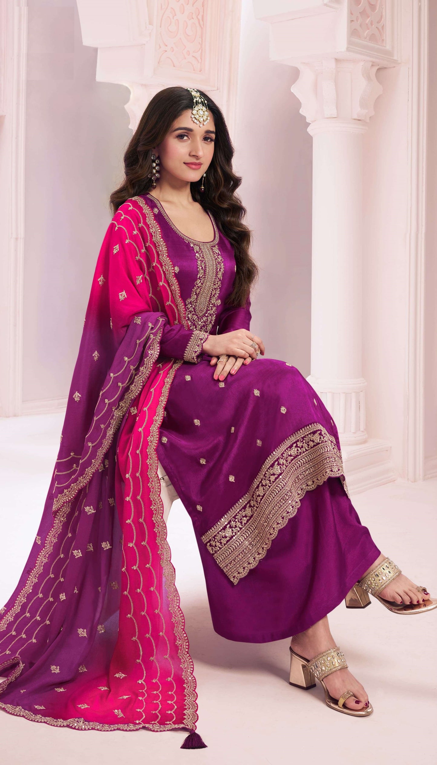 Palazzo Suit In Silk Georgette Fabric