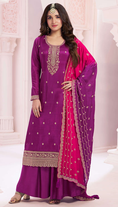 Palazzo Suit In Silk Georgette Fabric