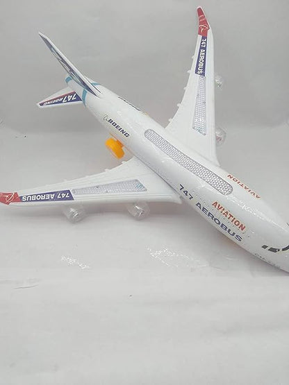 Battery Operated Aeroplane Aerobus 747 Toy with Flashing Lights and Sounds for Kids