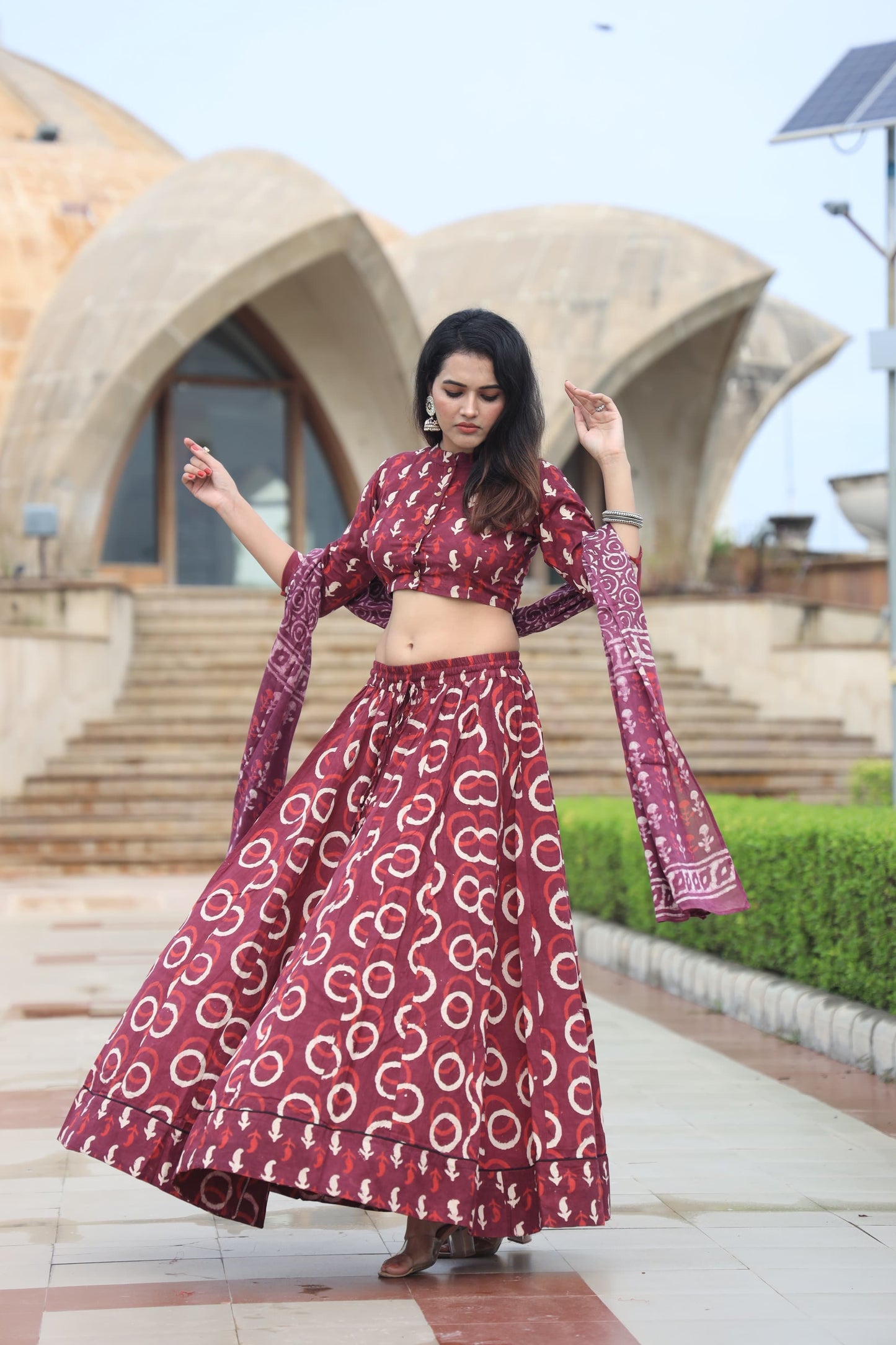 Pure Mul Cotton Lehenga Blouse & Dupatta Set