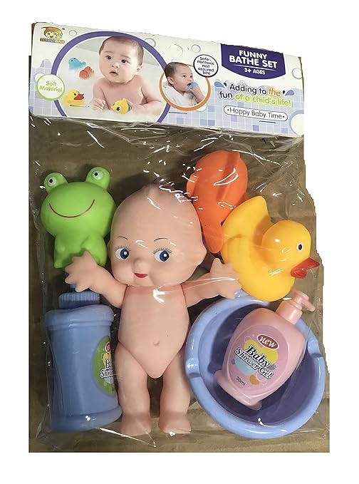 Chu Chu Multicolor Squeeze Bath Toys with Baby & Random Animals - Set of 7