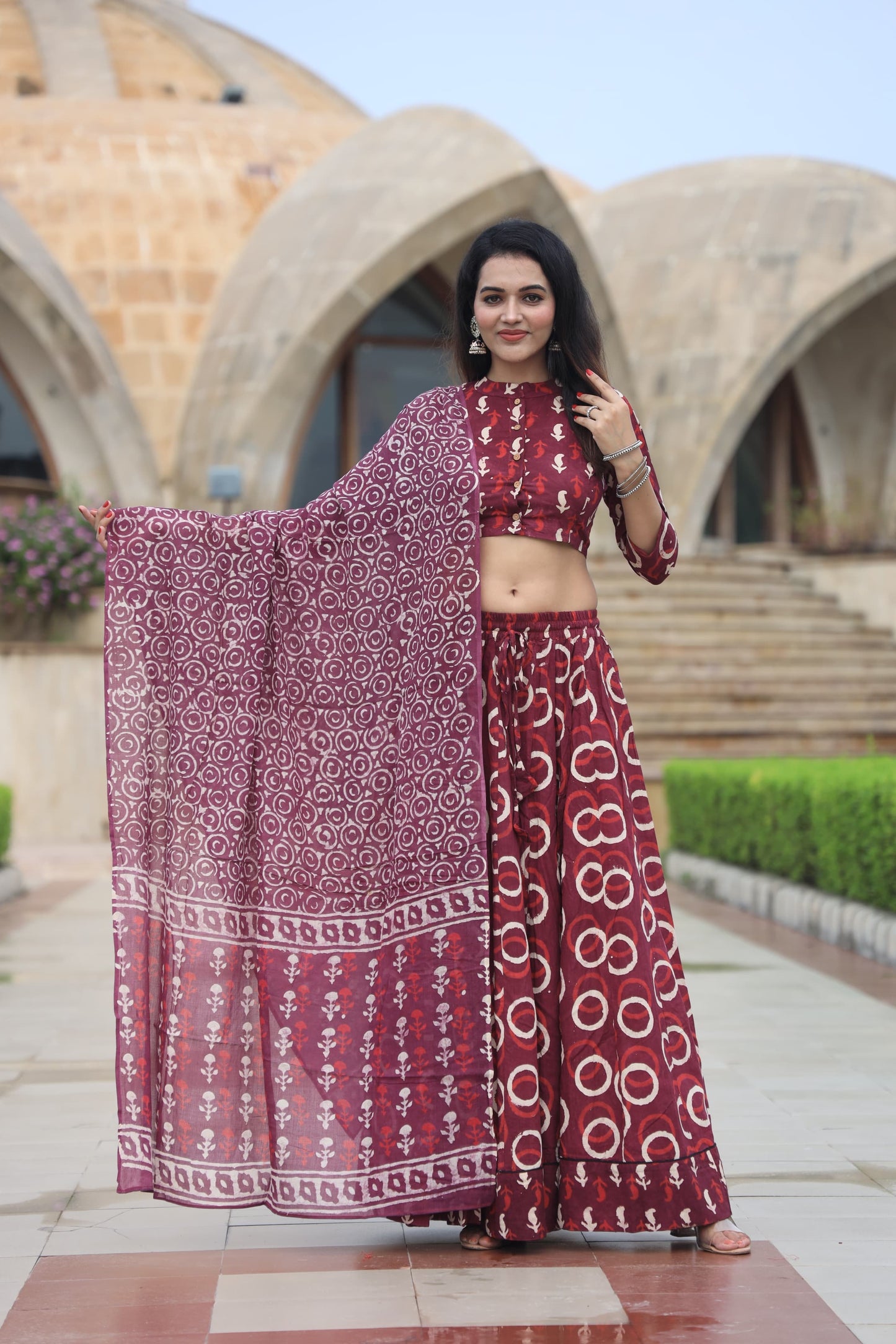 Pure Mul Cotton Lehenga Blouse & Dupatta Set