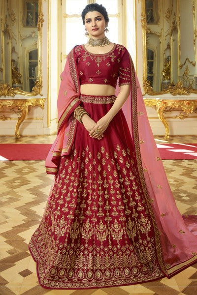 Prachi Desai Maroon Art Silk Lehenga Choli