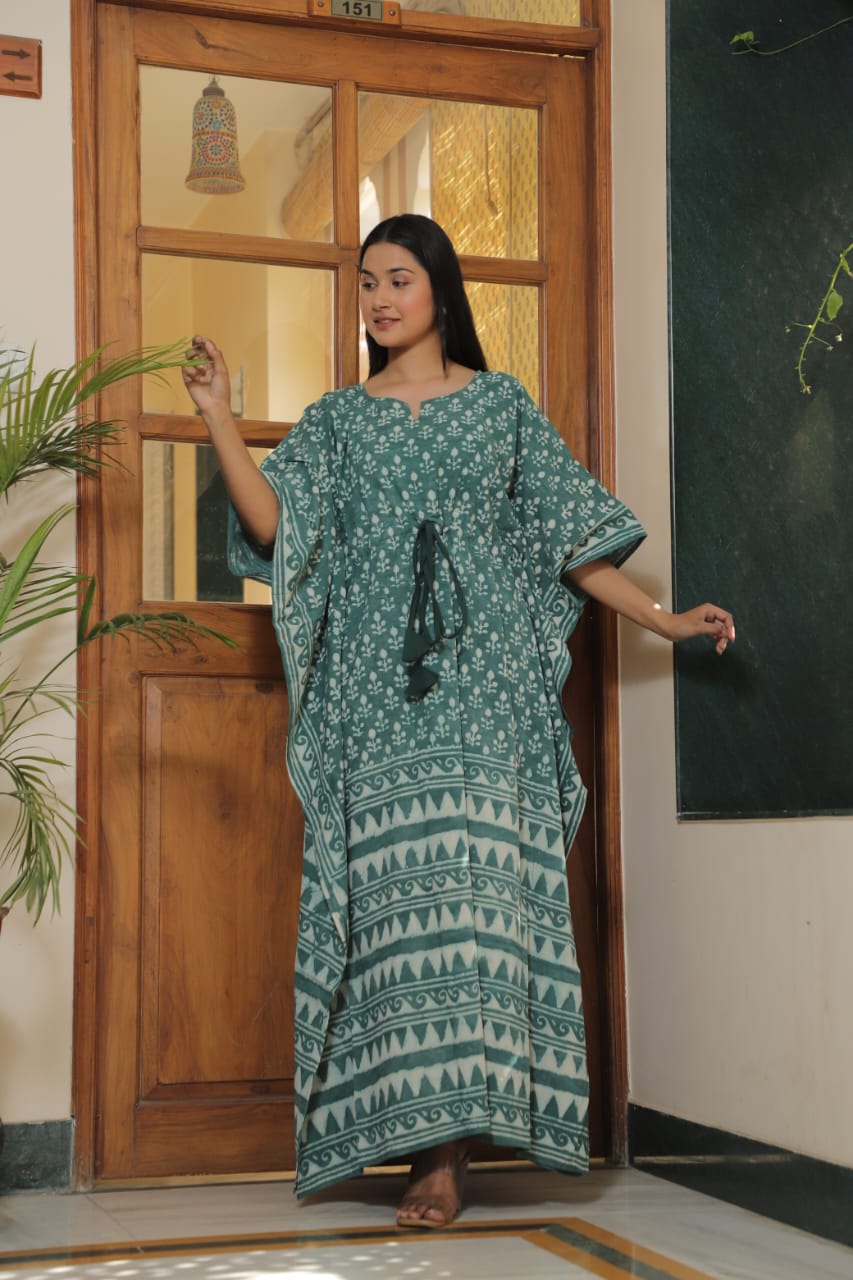 Pure Cotton Hand block printed kaftan