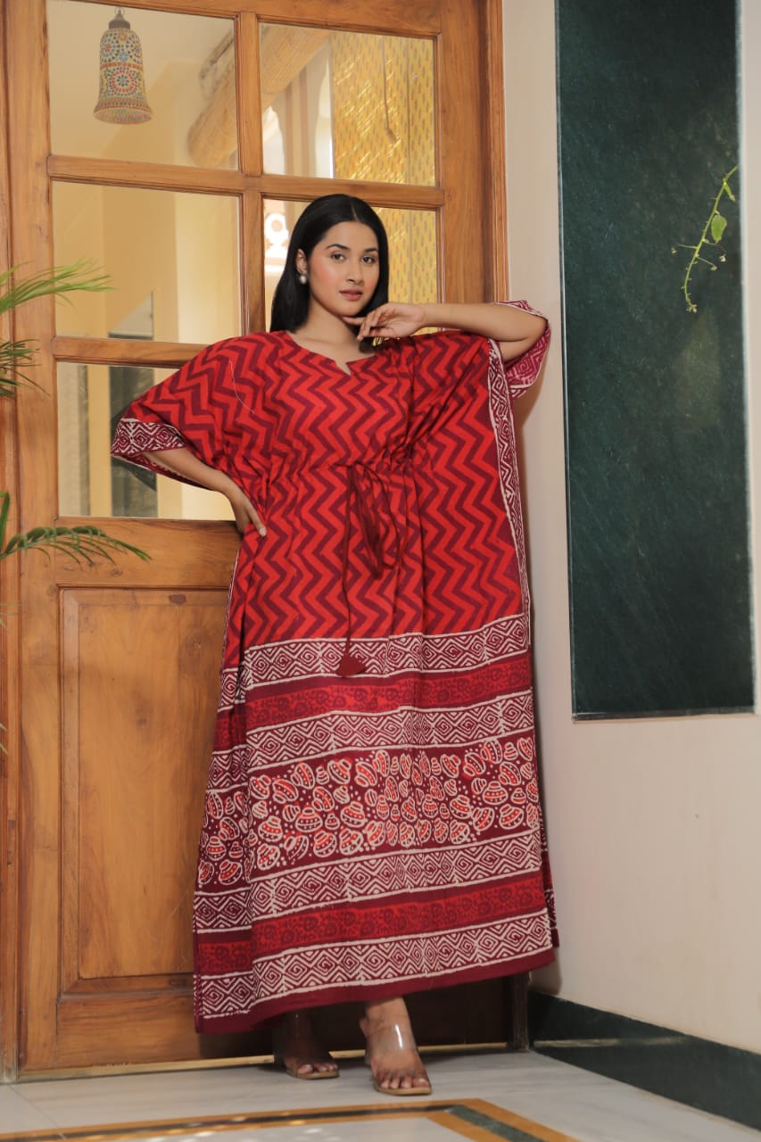 Pure Cotton Hand block printed kaftan