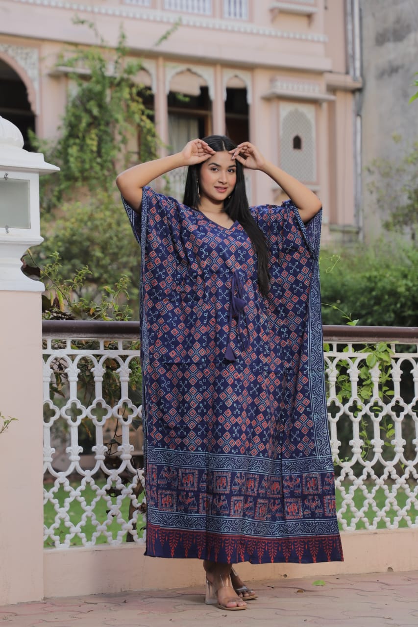 Pure Cotton Hand block printed kaftan