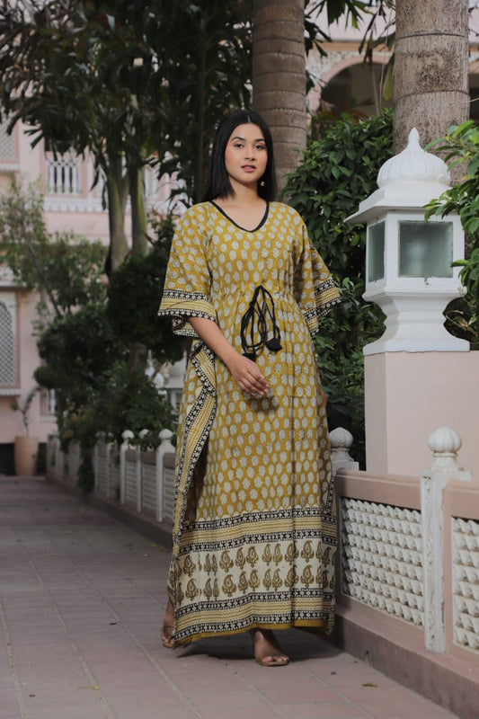 Pure Cotton Hand block printed kaftan