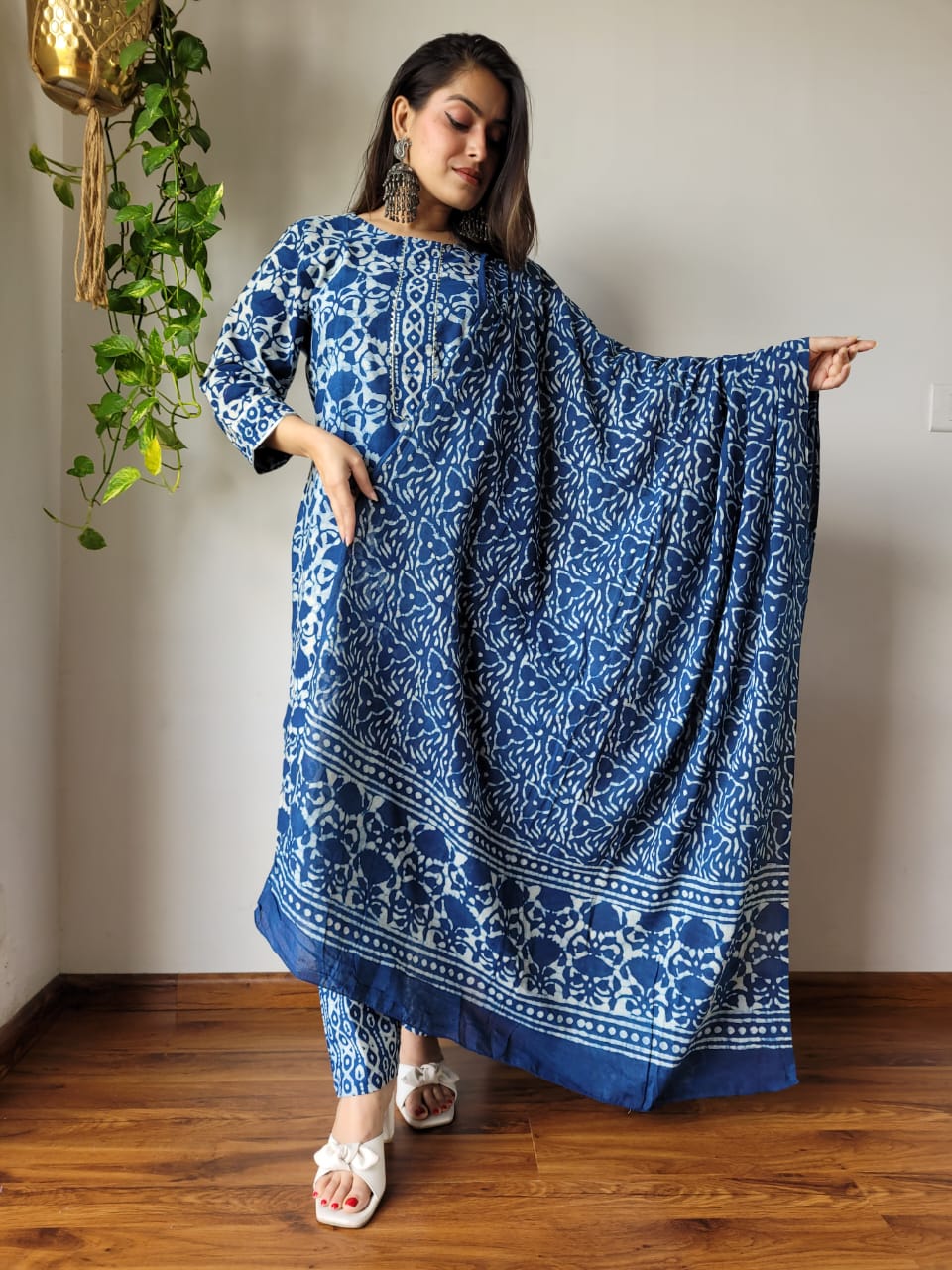 Cotton Suit Set Handblock Print Blue